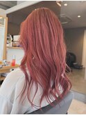 ダブルカラーピンクベージュベージュカラーケアブリーチレイヤー