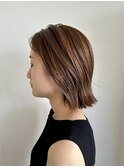 【外ハネショートボブ】ベージュカラー似合わせカット