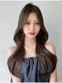 前髪うる艶髪アプリコットオレンジ似合わせカット外ハネボブ
