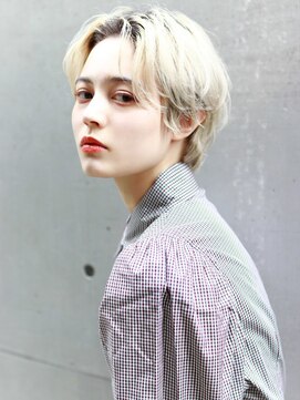 ラフィス ヘアー ロブ 福山駅家店(La fith hair lov.) 【La fith】 パールホワイトベージュ×前髪なしショート