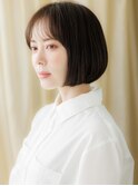 シースルーバング艶感ストレート前下がりボブY戸田公園30代40代