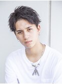 フェザーパーマブルーブラックサーフカールスパイキーショート