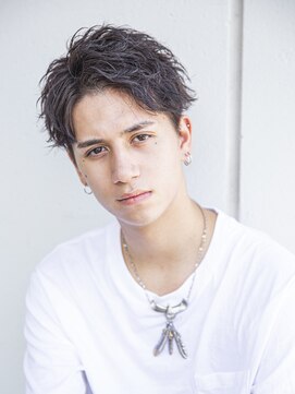 シティ(CITY) フェザーパーマブルーブラックサーフカールスパイキーショート