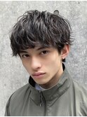 渋谷ルーズパーマメンズカットラウンドマッシュシャドウパーマ