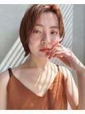 オレンジベージュカラー似合わせ顔周りカット顔まわりレイヤー