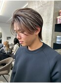フェザーショートアップバングセンターパートメンズハイライト