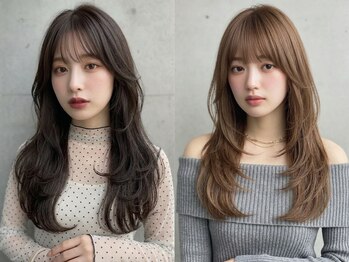 ユニバイリサ 天神大名店(uni by risa)の写真/顔周りレイヤーで結んでも可愛いヘアに♪ヘアセット/アレンジも提案してくれる美容室◎cut+color+tr￥6980