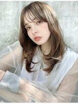 ティファ 自由が丘店(Tiffa)&nbsp;ミルクティーベージュ×柔ふわセミロング/シースルーバング