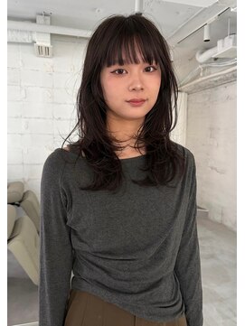 ヨーク(YOKE) ミディアムレイヤーハッシュカットグレージュ前髪20代30代40代