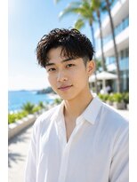 ブリリアント ヘアー ダイヤ(Brilliant Hair Dia)&nbsp;20代メンズ向け夏パーマ｜爽やかセンターパートショート