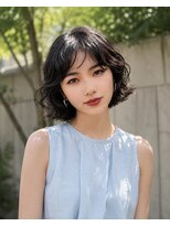 ノラ シブヤ(NORA)&nbsp;小顔ミディアムパーマミディアムデジタルパーマボブパーマ前髪