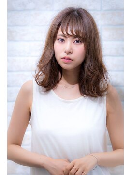 エルデ ナインズ ヘアー スタンド 川口店(elde 9's HAIR STAND) ヴェールウェーブブルージュカラーかきあげバングローレイヤー