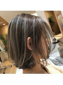 切りっぱなしボブハイライトグラデーション
