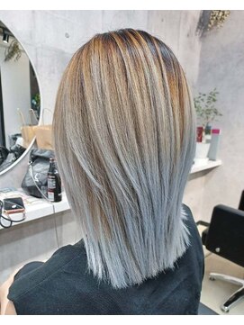 パープル(purple) ホワイトアッシュバレイヤージュ