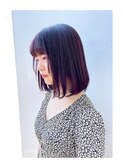 ミディアムボブ　ラベンダーピンクベージュ