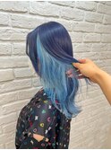 ネイビー×スカイブルー　インナーカラー