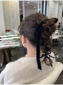 ベロアリボンが可愛い編みおろし