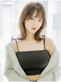 グレージュ×前髪顔周り×韓国ミディアム[大宮]