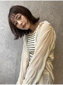 三軒茶屋_レディース_ミディアム_ブラウン_外ハネ_オン眉_ボブ