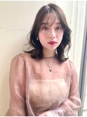 マロンブラウン くびれボブ ミディアムレイヤーカット ベージュ