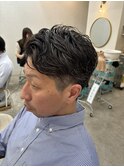 メンズビジネスパーマ/ブルーシルバー/グレーベージュ