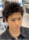 ショートヘアツイストスパイラルパーマ短髪アップバングツイスト