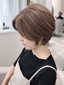 インスヘアー 梅田(INCE HAIR) 大人可愛い20代30代小顔くびレイヤー愛されショートボブベージュ