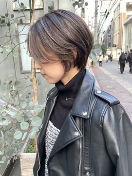 ヌード(NUDE) NUDEグレージュダブルカラーハンサムショート大人ショートボブ