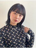 ワイドバング 切りっぱなし ボブ ミディアム 髪質改善 縮毛矯正