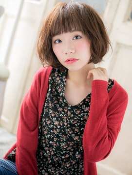 モッズ ヘア 福岡姪浜店(mod's hair) mod's姪浜/オレンジベージュワイドバングくせ毛風Aラインボブi