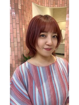 ポイントファイブバイソレイユ 藤沢店(.5 by SOLEIL) ボブレイヤーカットシースルーバングオレンジブラウン