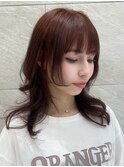姫カットレイヤーロングミディアムハッシュカット赤髪レッド