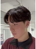 MEN’S HAIR/曲がる縮毛矯正/刈り上げセンターパート/円町