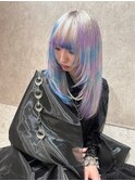 インナーカラー裾カラー対応大人ガーリーダブルカラー