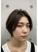 レイヤーショートボブ/モカブラウン/大人可愛い/顔周りボブ
