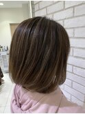 ボブ×ナチャラルバレイヤージュ×ハイライトグラデーション