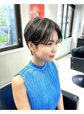 クールショート/ハンサムショート/ハイライト/グレージュ/前髪