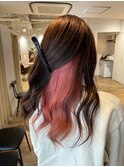 くびれヘアアプリコットオレンジ夏ハイライトカラー