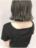 黒髪/グレーベージュ/レイヤーロング/前髪パーマ