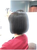 30代40代50代/シンプルボブ/内巻きボブ/黒髪スタイル