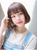 シースルーバングル ショートボブ アッシュカラー