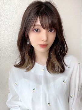 シルクレイ 吉祥寺店(Silk-lei) 大人かわいいフェザーバングカーキグレージュボブ30代吉祥寺