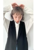 20代30代大人可愛いアッシュベージュくびれボブ耳掛け透明感
