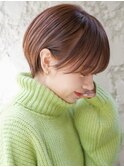 大人可愛い20代30代40代黒髪前下がりひし形小顔ボブ丸みショート