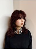 ボルドー+パーマ|10代20代30代金沢