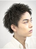 七三センターパートウルフカットツイストスパイラルパーマ原宿