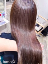ダメージレス艶感暖色メテオカラー×縮毛矯正ストレート