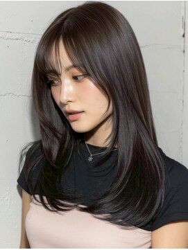 リンク(Link Hair&Spa) 前髪/イメチェン/小顔/こなれミディ/黒髪/ショコラブラウン