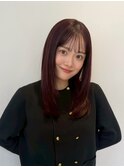 顔周りレイヤーカットロングレイヤーボブ韓国ヘアハッシュカット