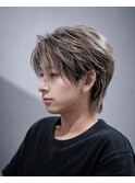 センターパートウルフフェザーパーマニュアンスパーマローライト